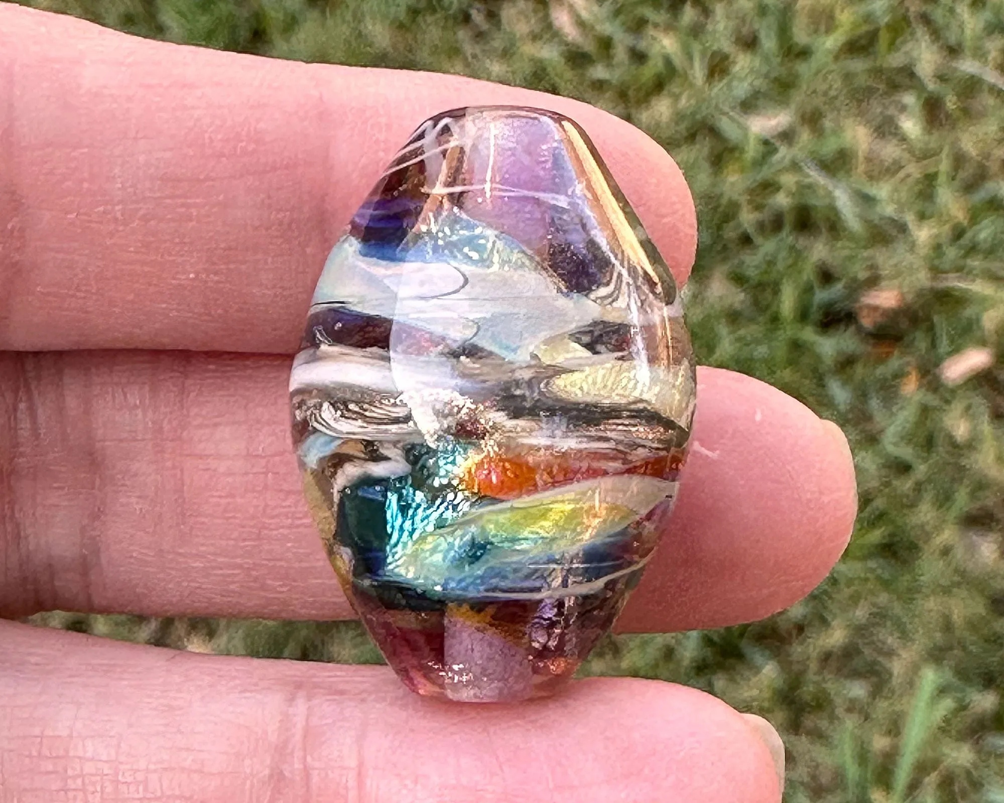 Rainbow Shimmer Lampwork Focal Bead SRA