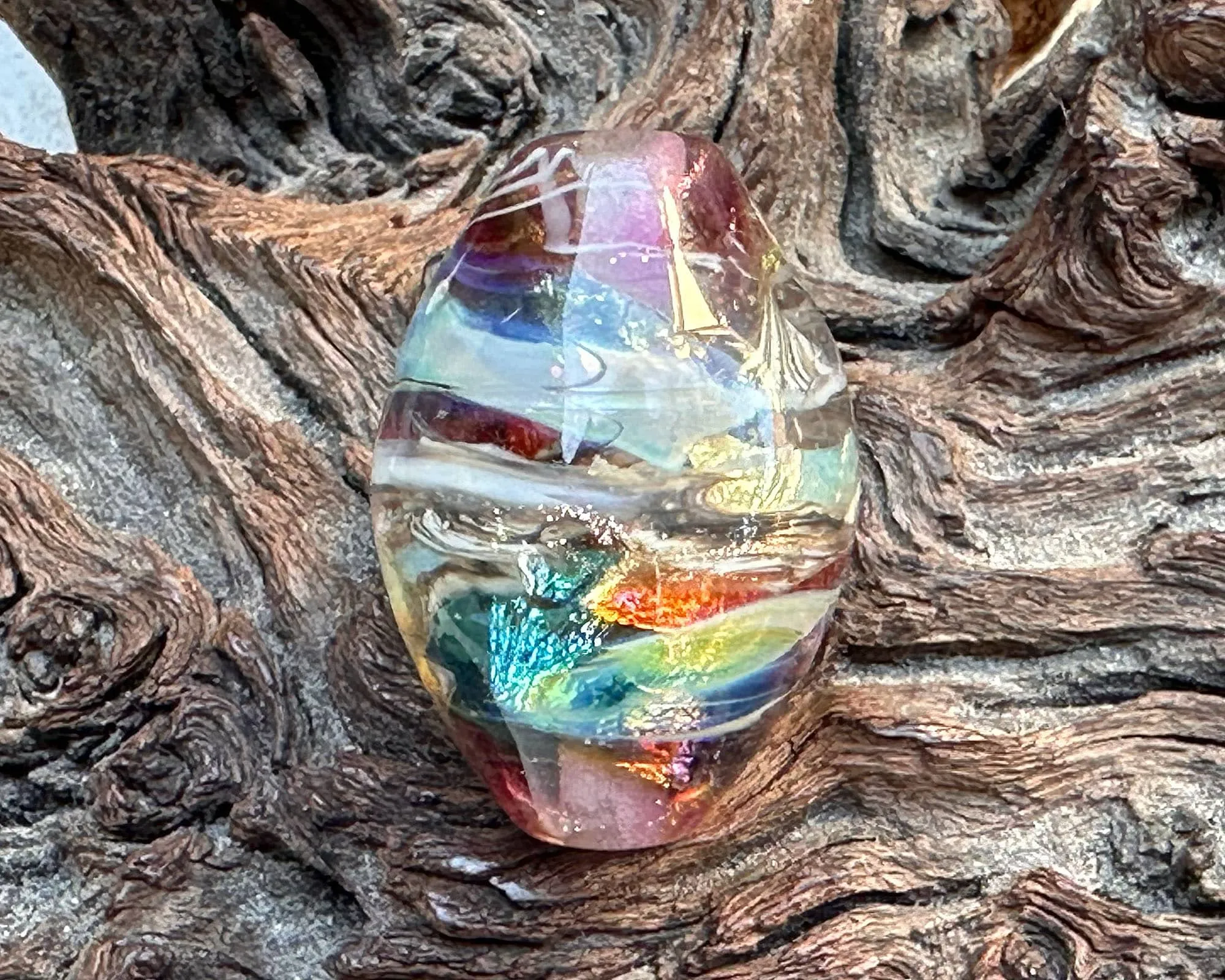 Rainbow Shimmer Lampwork Focal Bead SRA