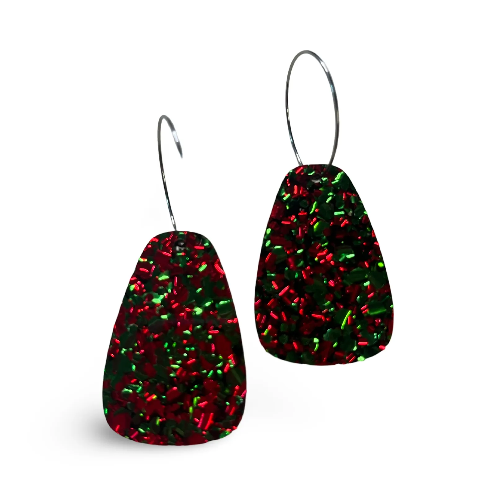 Red & Green Foil Drop Hoops