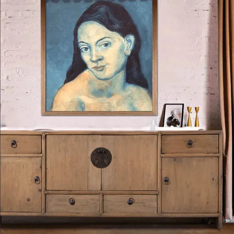 Rustic Elm Wood Chinese Inspired TV Cabinet- Sideboard
