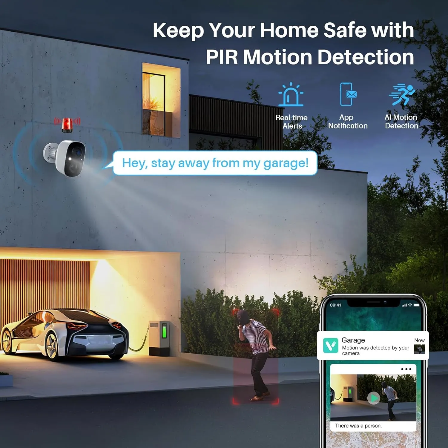 Security Cameras Wireless Outdoor, Battery Powered Cameras for Home Security W/Ai Motion Detection, Spotlight & Siren Alarm, 2K Color Night Vision, IP66 Weatherproof, Sd/Cloud Storage, 2Pack