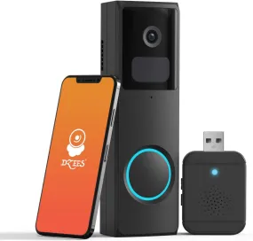 Smart Wireless WiFi Video Doorbell Camera With Chime Ringer Battery Powered Dzees DB2