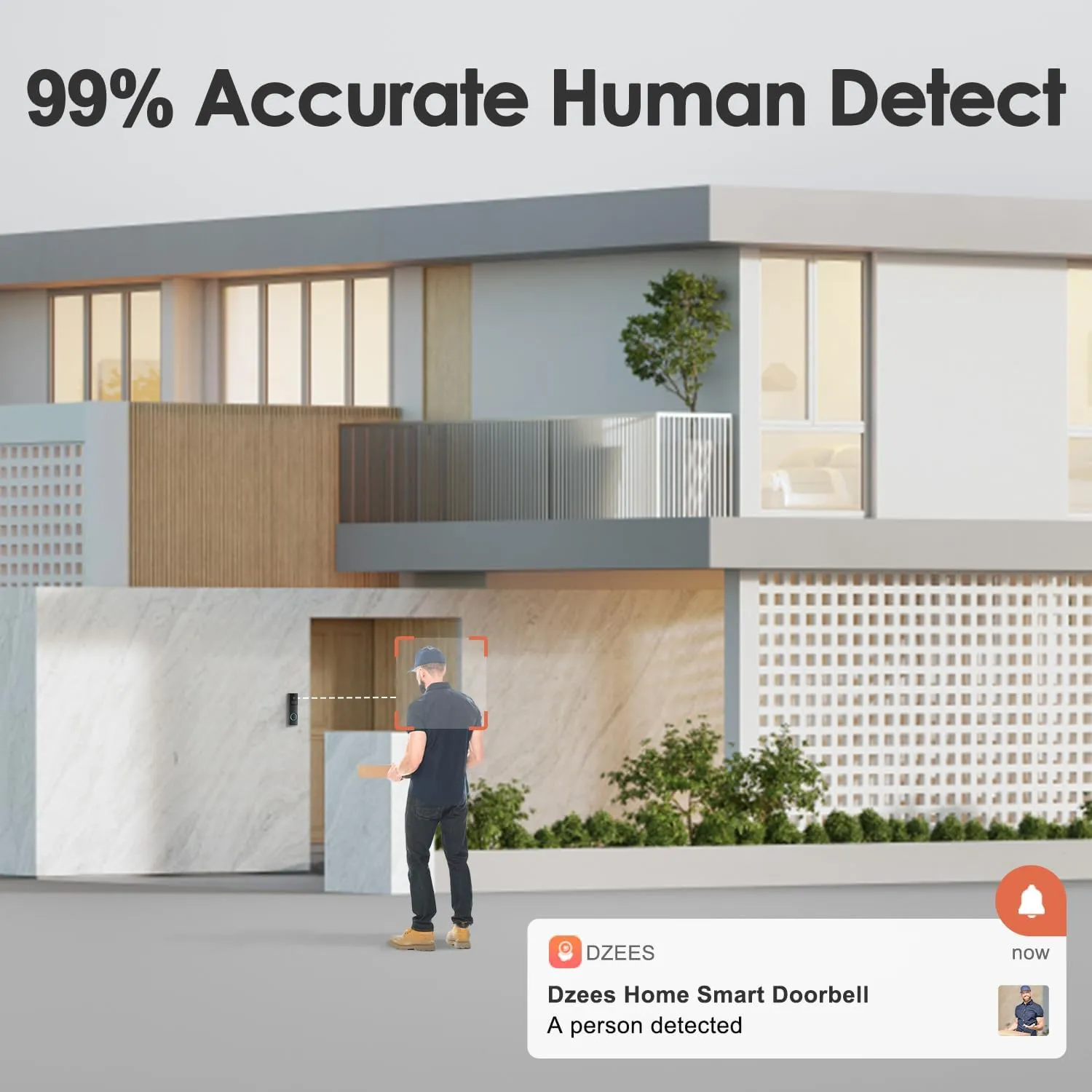 Smart Wireless WiFi Video Doorbell Camera With Chime Ringer Battery Powered Dzees DB2