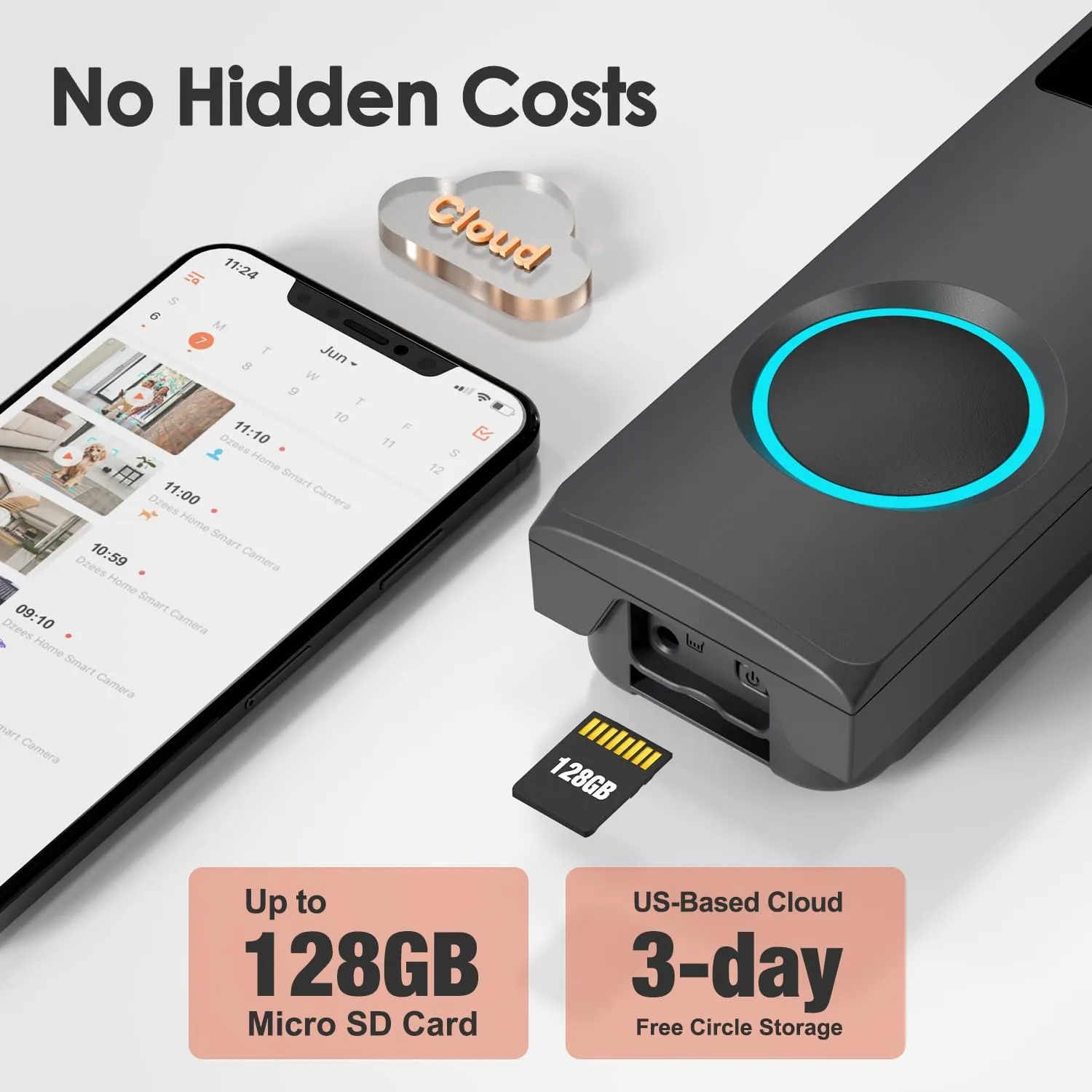 Smart Wireless WiFi Video Doorbell Camera With Chime Ringer Battery Powered Dzees DB2