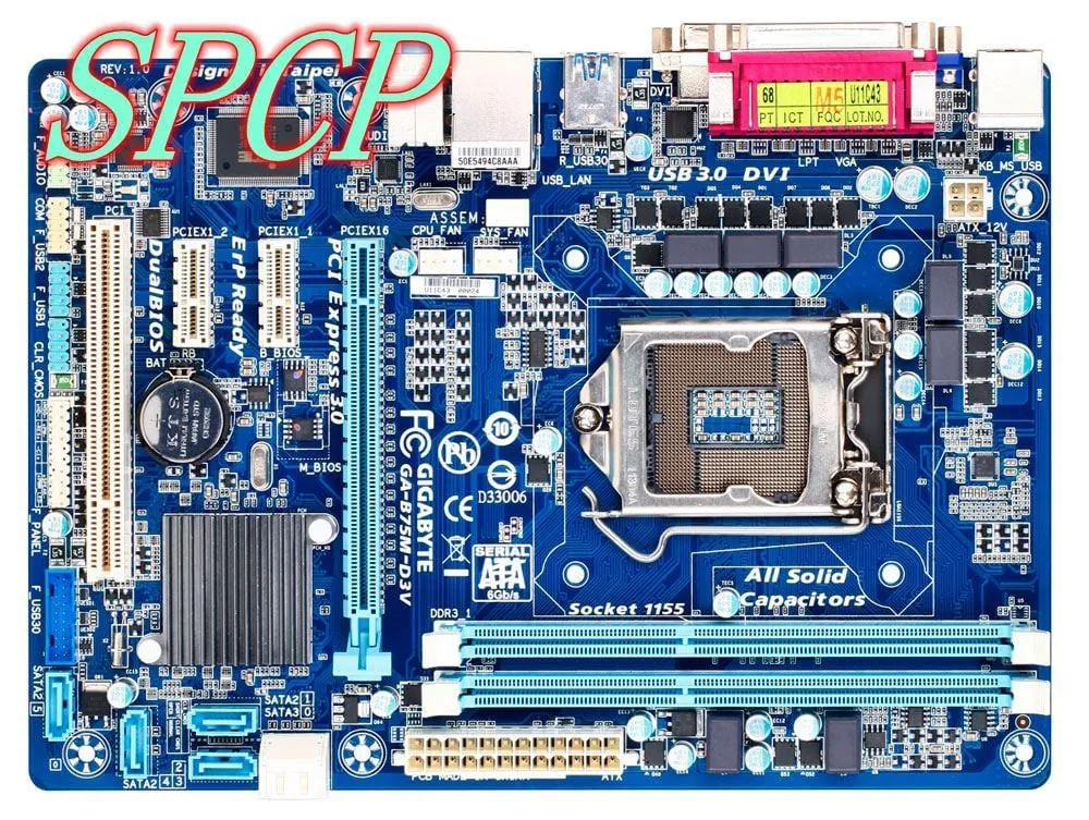 SPCP GIGABYTE GA-B75M-D3V USB3.0 LGA 1155 Socket H2 Intel B75 Motherboard Micro ATX DDR3