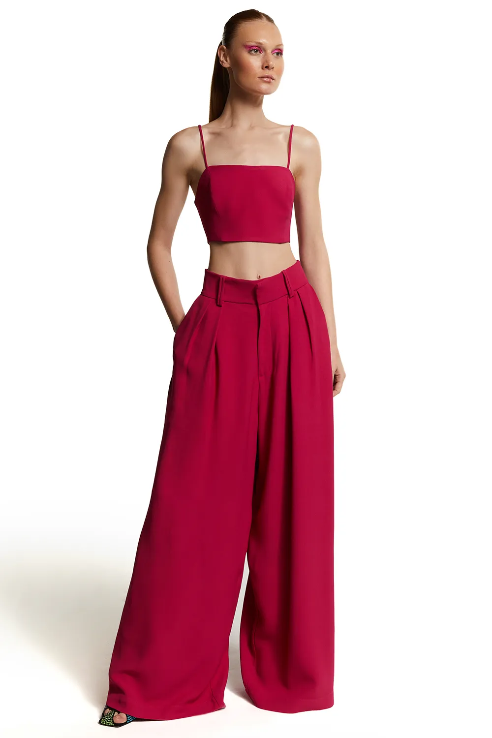 TOP ALFAIATARIA COM MANGA REMOVÍVEL VERMELHO