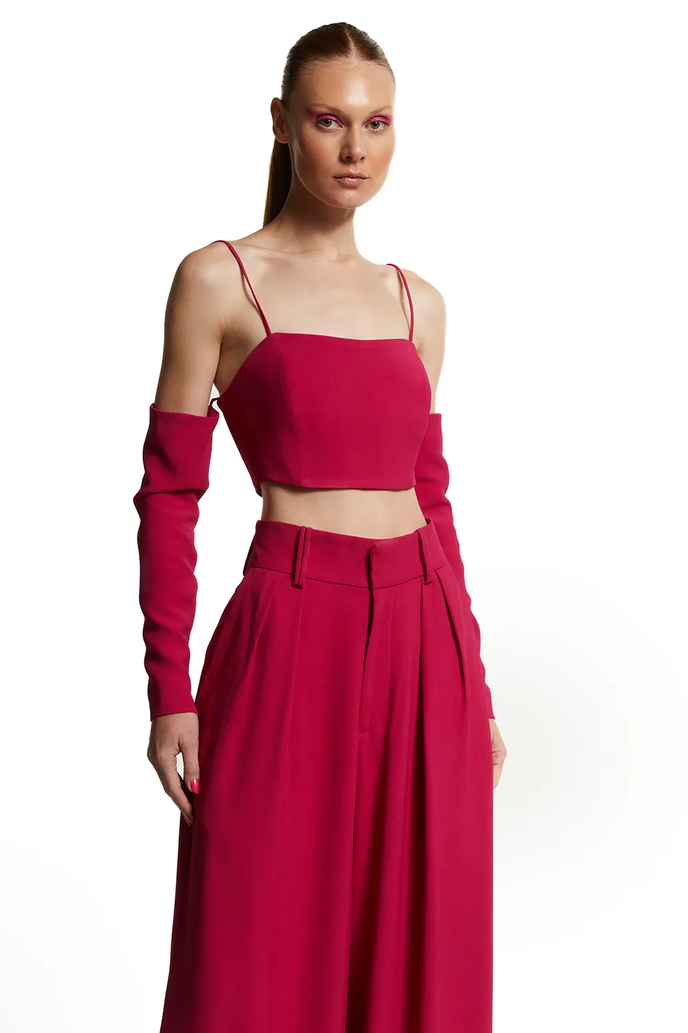 TOP ALFAIATARIA COM MANGA REMOVÍVEL VERMELHO