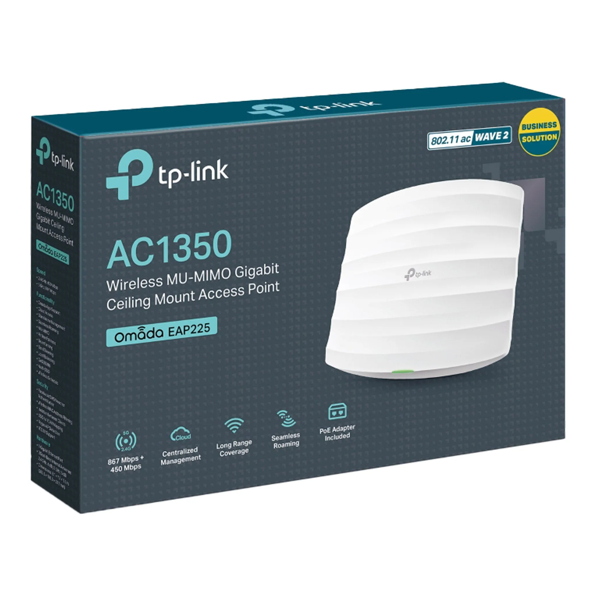 TP-Link EAP225 Dual Band AC1350 Wireless MU-MIMO Gigabit Access Point - Indoor