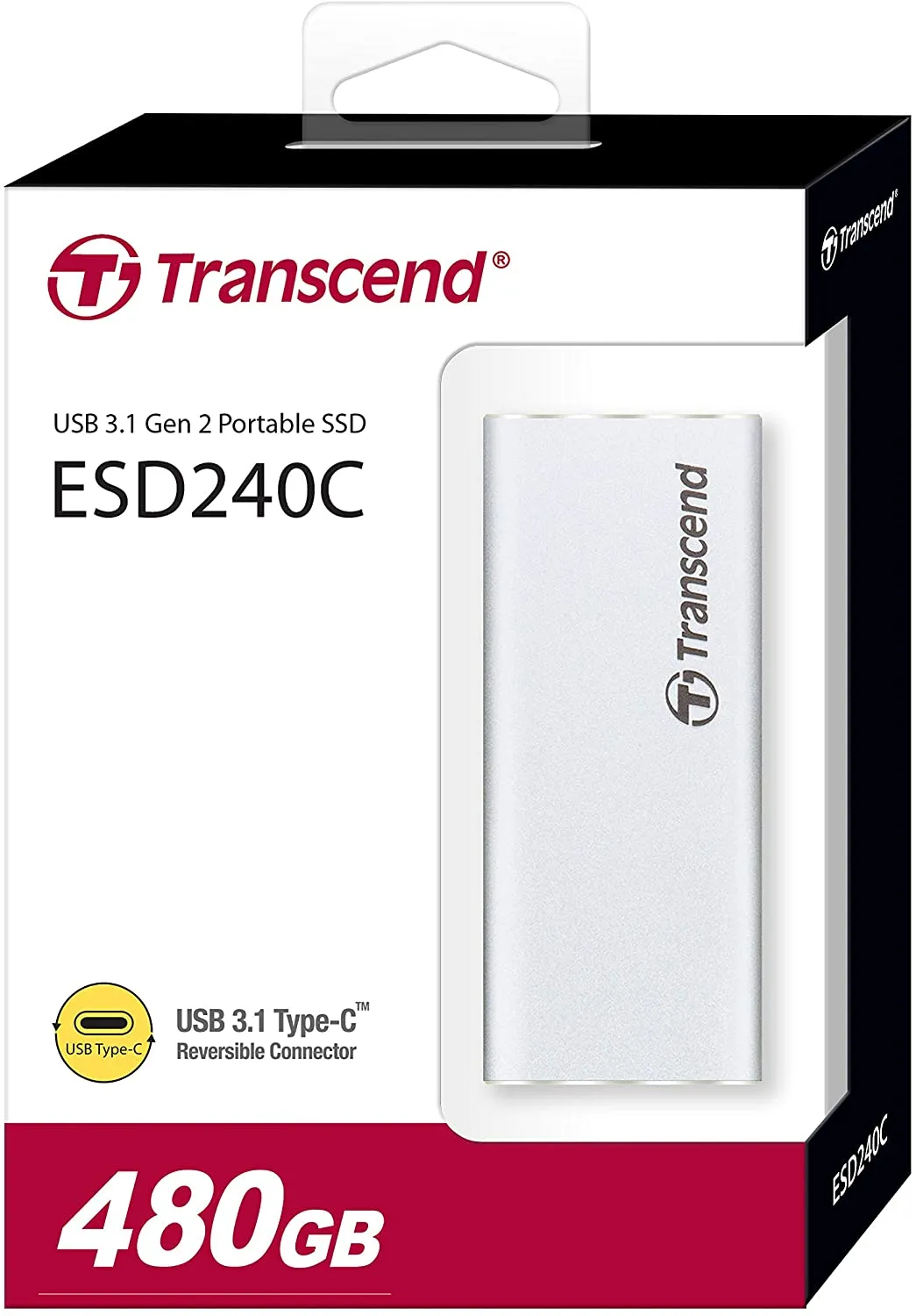 Transcend Portable SSD 480GB USB 3.1 Gen 2 USB Type-C ESD240C Solid State Drive (TS480GESD240C)