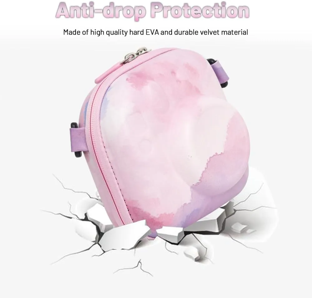 Universal Protective Camera Case for Fujifilm Instax Mini 12 11 9 8 SE 7  40, Instant Camera Bag Hard EVA Case with Shoulder Strap- Pink Cloud