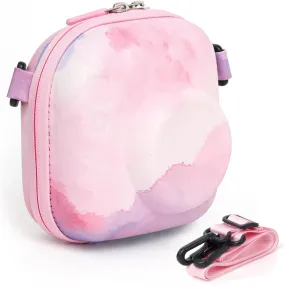 Universal Protective Camera Case for Fujifilm Instax Mini 12 11 9 8 SE 7  40, Instant Camera Bag Hard EVA Case with Shoulder Strap- Pink Cloud