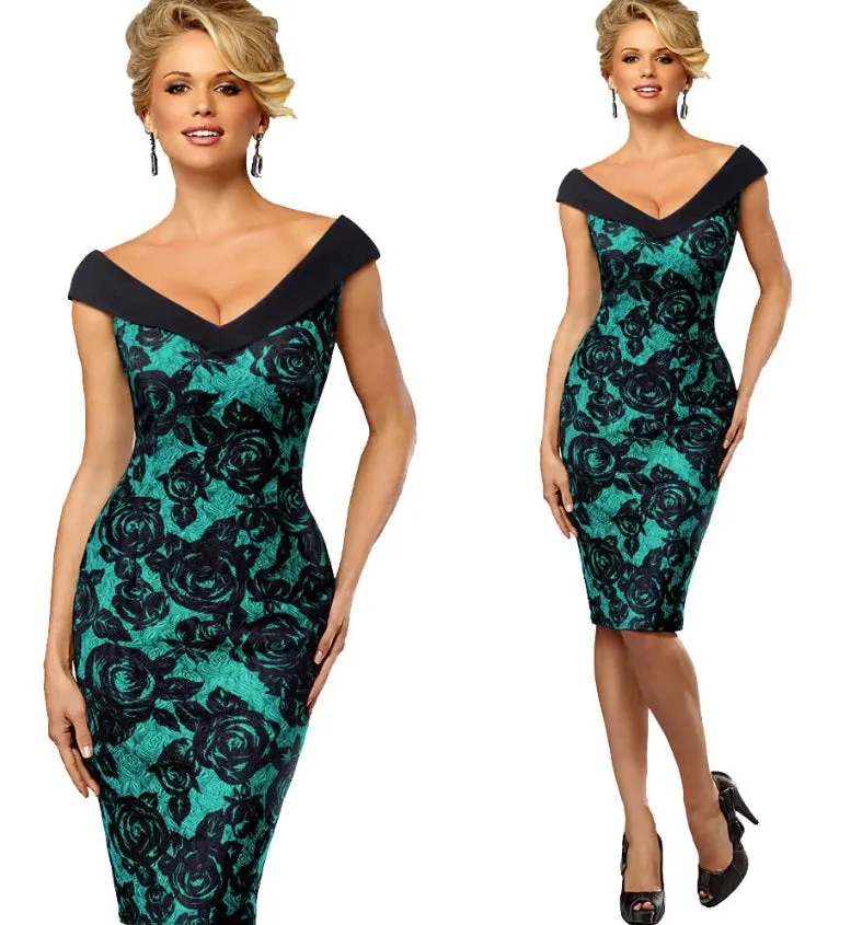 Vestido Floral Tubinho Ombro a Ombro