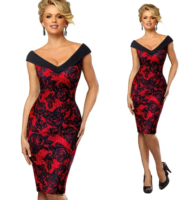 Vestido Floral Tubinho Ombro a Ombro