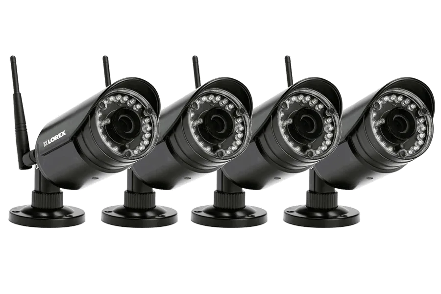Wireless camera system with 4 weatherproof cameras and 16 channel DVR