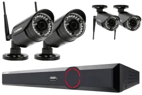 Wireless camera system with 4 weatherproof cameras and 16 channel DVR