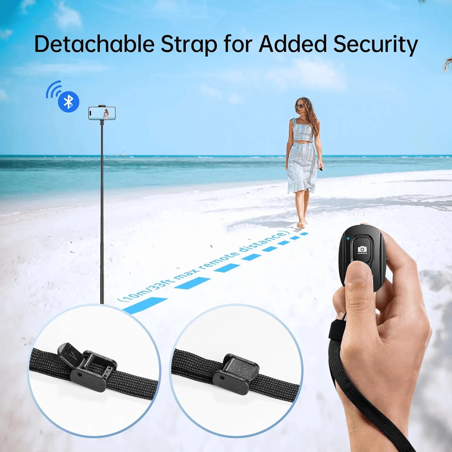 Wireless Phone Remote Control Selfie Button for Photos and Videos